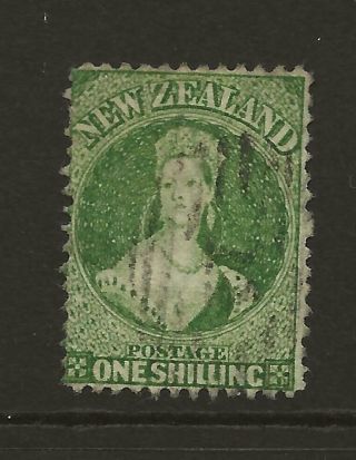Zealand 1862 - 64 Sg80 1s Yellow Green Perf13 Qv Chalon Fine Cat £400