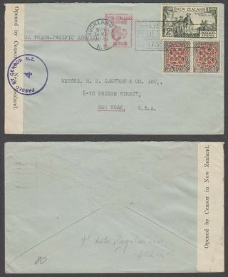 Zealand 1941 Trans - Pacific Airmail Cover 6d.  Meter 383 (id:h1068)