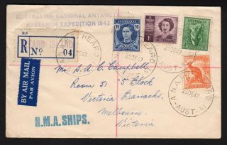 Australian Antarctic Territory 1947 Registered Airmail Cover From Heard Island