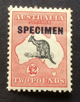 Australia 1931 - 36.  £2 Black & Rose.  Specimen Ovpt (mnh)