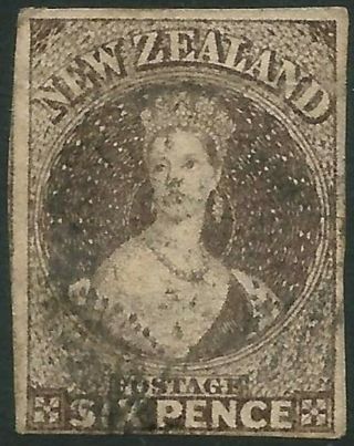 Zealand - 1862 Qv Chalon 6d 