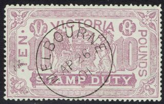 Victoria 1884 Stamp Duty 10 Pounds Used/cto