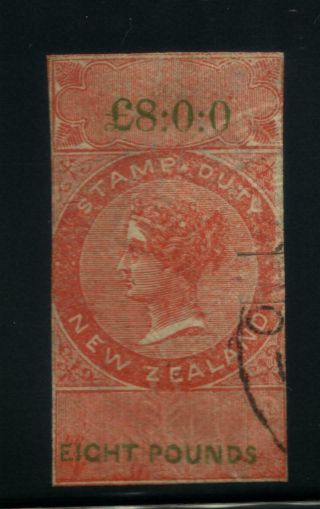 Zealand Queen Victoria Stamp Duty 1867 Imperf 8 Pounds
