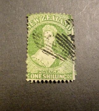 Zealand 1862 Qv 1s Shilling Yellow - Green.