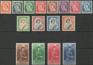Zealand 1953 Qeii Complete Definitives Set Of 16 To 10 Shillings Mnh