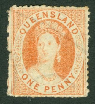 Sg 51 Queensland 1866.  1d Orange - Vermilion.  Fine Mounted Cat £200
