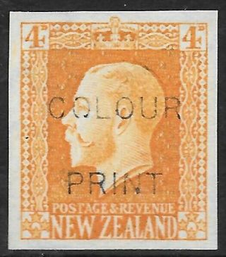 Zealand 1914 4d Colour Print Colour Trial In Orange With Watermark,  No Gum.