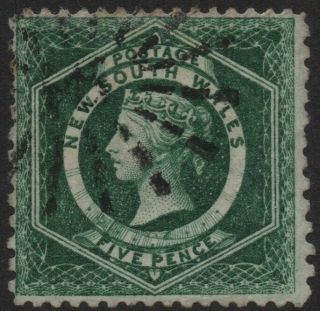 South Wales - 1871 - 1902 5d Bluish Green Perf 12 X 10 Sg 215ca Good V40115