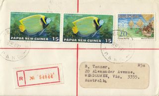 Stamp Papua Guinea 1977 Cover Sent Registered Goroka Relief No 8 Postmark