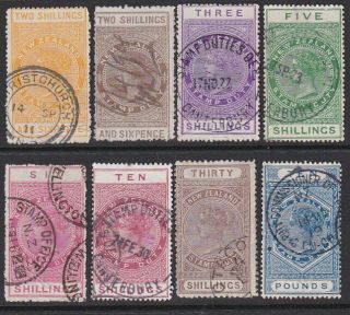 Zealand 1880 Stamp Duty 8 Values To £10. . . .  H997