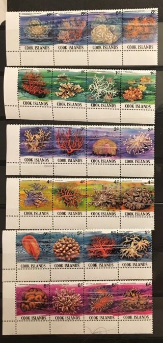 Cook Islands 577 Sg765asouth Pacific Corals 6 Strips Of 4 Set Mnhog Xf W1 - 52