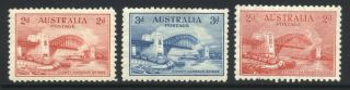 Australia 1932 2d - 3d Heavily Hinged Sg 141 - 144 Cat £24.  00