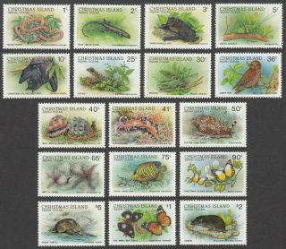 Christmas Island,  1987 - 8 Wildlife Set Of 17.  Sg 229 - 44 Unmounted Mnh