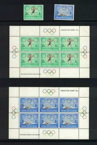 Nz312) Zealand 1968 Health / Olympics Minisheets Muh
