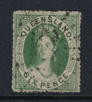 Queensland Sg 17 Scott 10 1861 6d Green Chalon Wmk Small Star Scv $52.  50