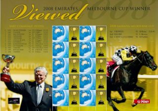 2008 Australia - Emirates Melbourne Cup Winner P - Stamp Smilers Sheet