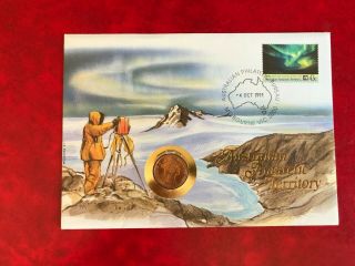 Aat Australian Antarctic 1991 Fdc Coin Philswiss Treaty Aurora Australis