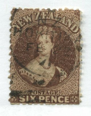 Zealand 1864 Qv Chalon Head 6d Red Brown