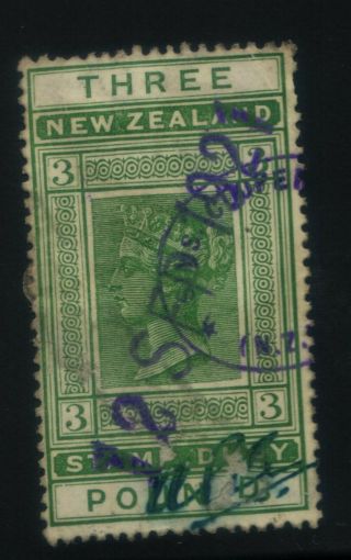 Zealand Queen Victoria Stamp Duty 1880 Three Pounds
