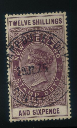 Zealand Queen Victoria Stamp Duty 1880 12/6 12 Shillings 6d