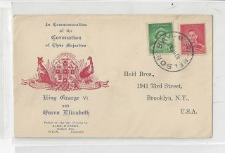 Australia 1937 Fdc Cover To Us,  Complete Set,  Kufner Cachet