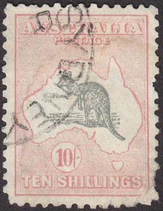 Australia 1932 Kgv Roo 10sh Grey And Pink Wmk Cofa Sg136 Cat £150 Faults