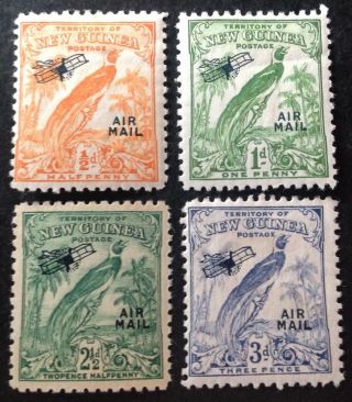 Guinea 1932 4 X Stamps With Overprints Hinged