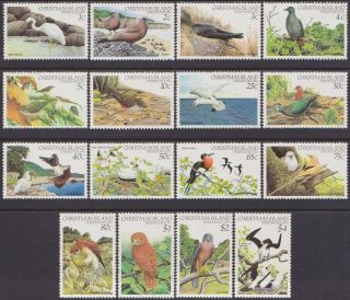Full Set Christmas Island 1982 Birds Definitive 1c - $4 Mnh Stamps Sg152/167