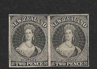 Zealand,  2d Chalon Head,  Pair,  Proof In Black