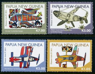 2011 Papua Guinea Pioneer Art Part Iv Set Of 4 Fine Mnh