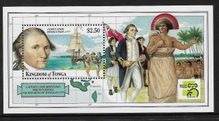 Tonga 1999 Pacific Explorers Captain Cook Ship Souvenir Sheet Mnh
