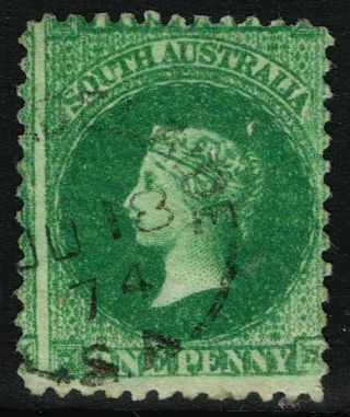 Sg 65 South Australia 1872 - 1d Deep Yellow - Green -