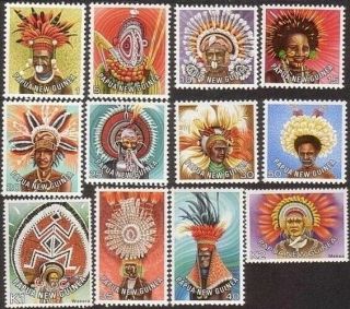 Papua Guinea 1977 Sg318 - 329 Headdress Series Mnh