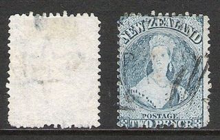 Zealand 1862 - 64 Ffq / Chalon 2d Large Star P13 Bargain (jf)