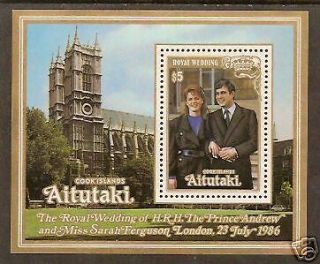 Aitutaki Cook Islands 1986 Prince Andrew Royal Wedding S/sheet Mnh