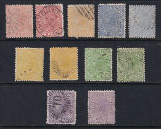 Queensland Sg 166//174 Scott 66//79 1882 Victoria Issue 11 Stamps Scv $35
