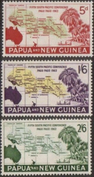 Papua Guinea 1962 Sg36 - 38 South Pacific Conference Set Mnh
