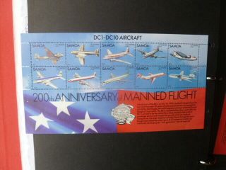 Samoa 200th Anniv Of Manned Flight 1983 Muh Dc1 - Dc10 Aircraft