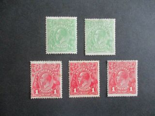 Australia Stamps Kg V 1914 - 20 Perf 14 1/4 X 14 Sg 20b And 21 With Shades