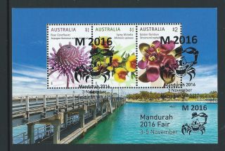 Australia 2016 Mandurah Stamp Show Miniature Sheet F.  Special Cancellation