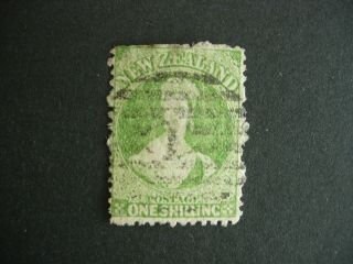 Zealand 1864 - 87 1s Yellow - Green (sg125) Fine Lightly Hinged