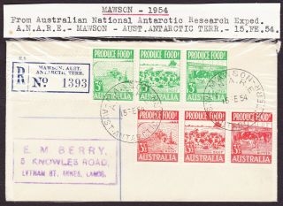 Australia 1954 Postal History - Australian Antarctic Research Expedition - Mawson - Uk