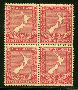 Zealand.  1923 1d Map Block Of 4 Mnh