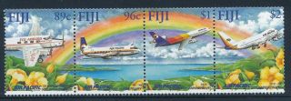 2001 Fiji 50th Anniversary Of Air Pacific Strip Of 4 Fine Mnh