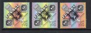 Tuvalu Mnh 1990 Sg574 - 576 150th Anv Penny Black/stamp World 90 Specimen Opt
