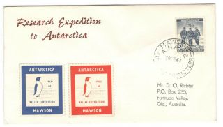 1964 Australia Antarctic Territory Research Expedition Cachet Cover Mawson Label
