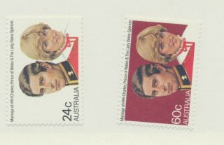 Australia Stamp Scott 804 - 5,  Princess Diana/prince Charles,  Royal Wedding 1981