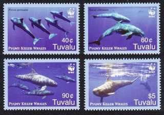 Tuvalu Wwf Pygmy Killer Whale 4v Dark Blue Background 2006 Mnh Sg 1224 - 1227