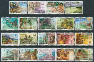 1973 - 1974 Papua Guinea Panorama Definitives Set Of 19 Fine Mnh