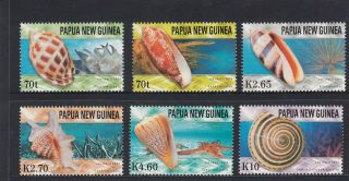 Papua Guinea 2004 Sea Shells Set Of 6 To 10 Kina Mnh $6.  20